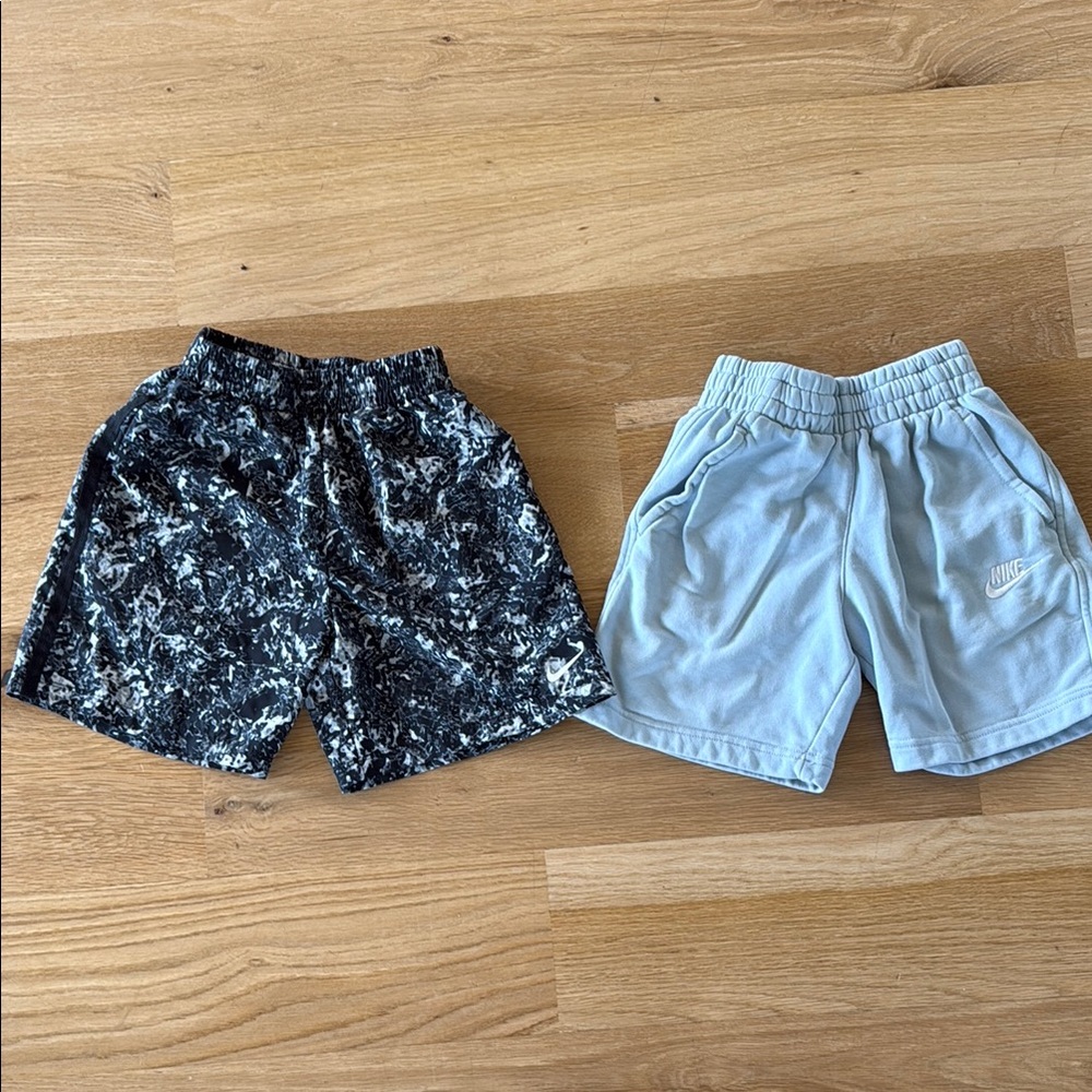 Nike Kids' Shorts - Black Pattern and Light Blue Shorts Set